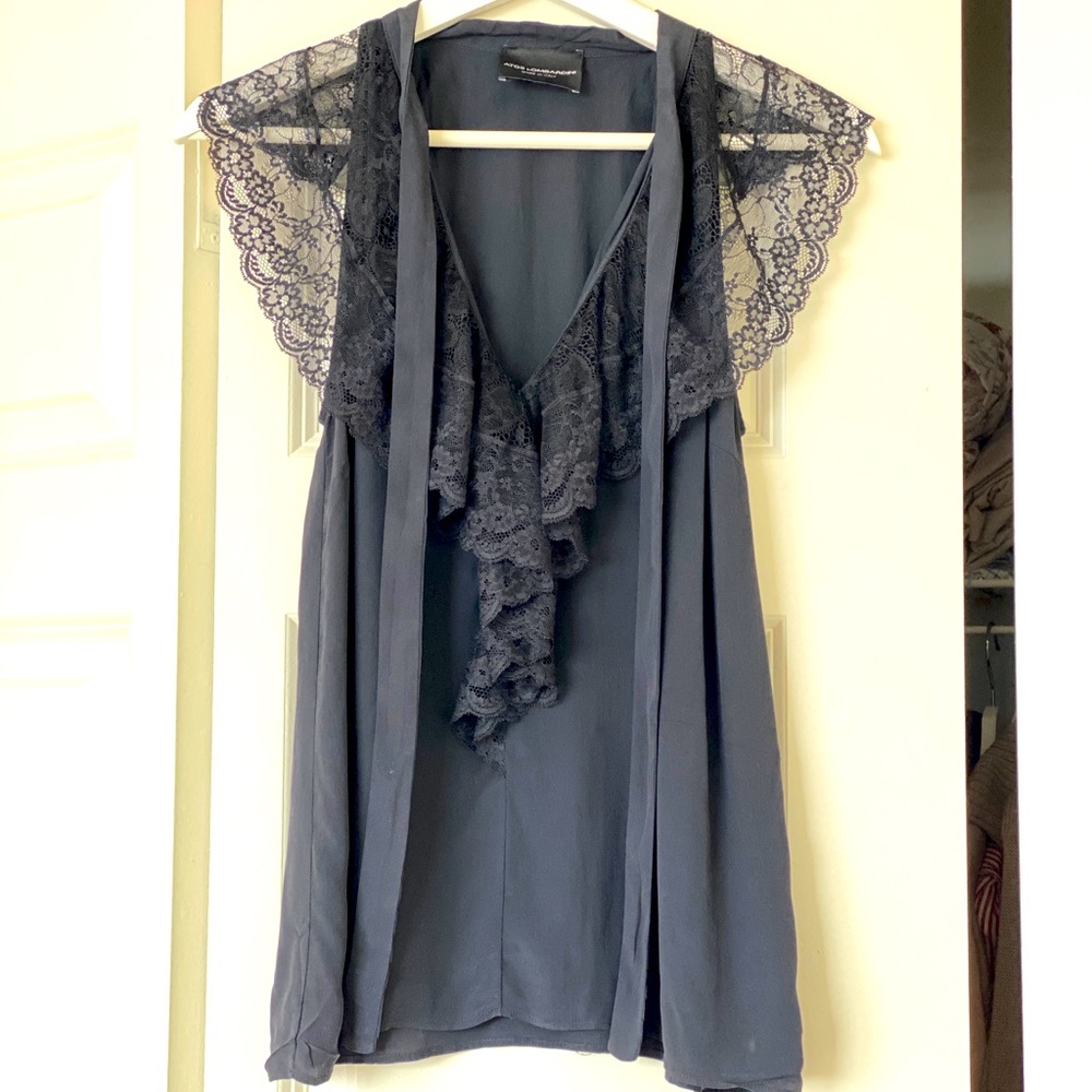 Silk top with lace detail